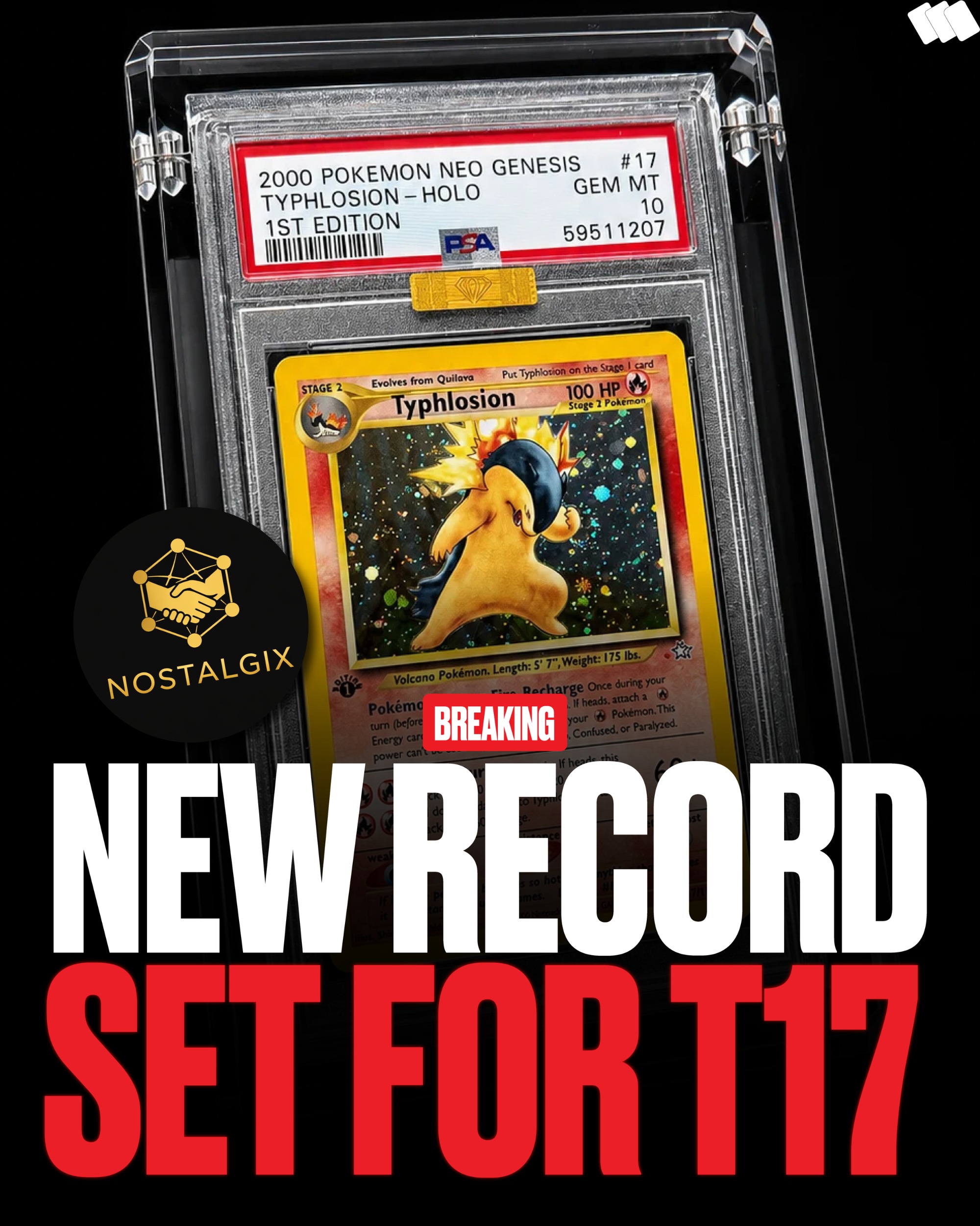 Typhlosion 17 PSA 10 MBA Gold Sells for $750,000 in Private Sale